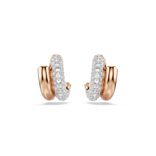 Dextera hoop earrings, Round cut, Mini, White, Rose gold-tone plated 5738198