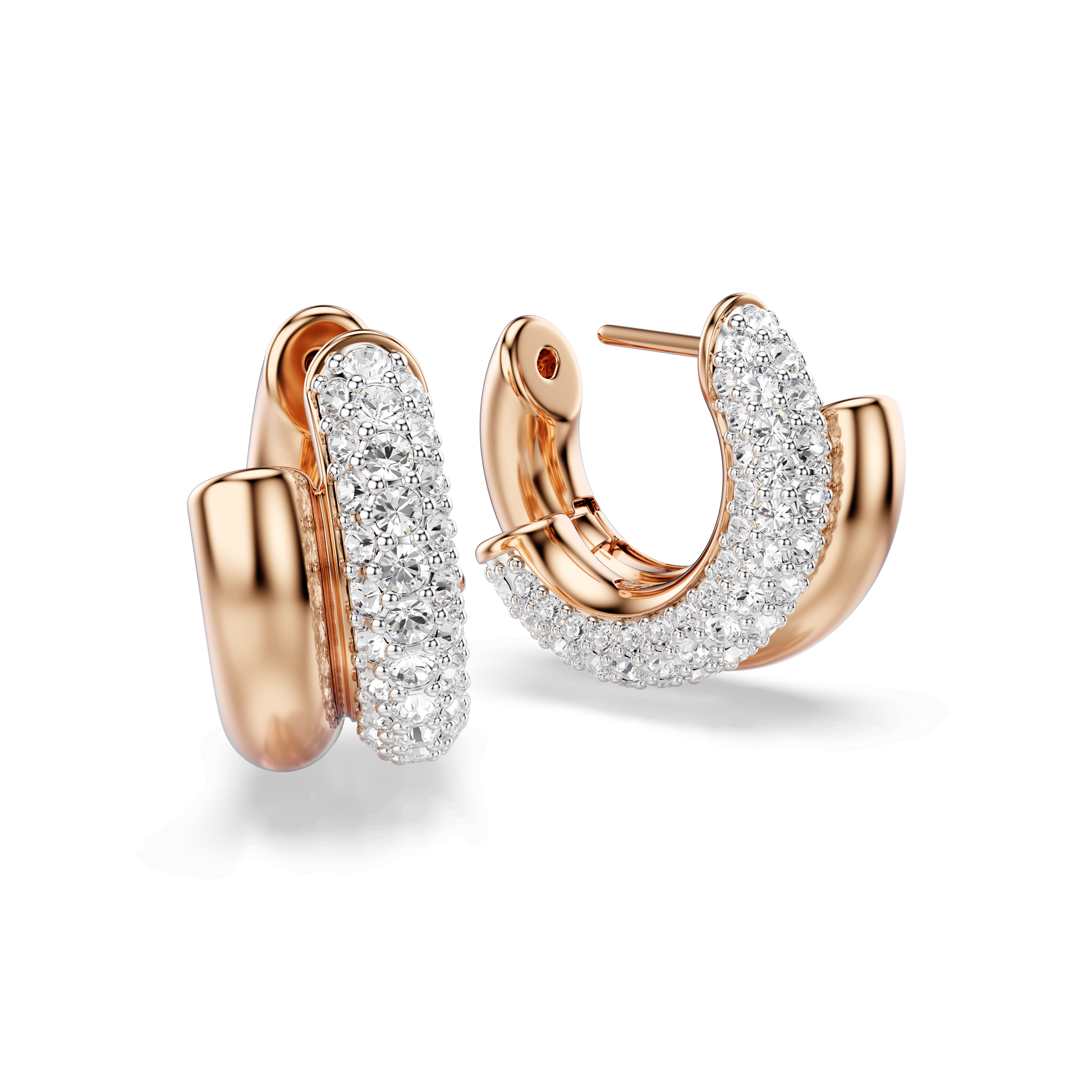 Dextera hoop earrings, Round cut, Mini, White, Rose gold-tone plated 5738198