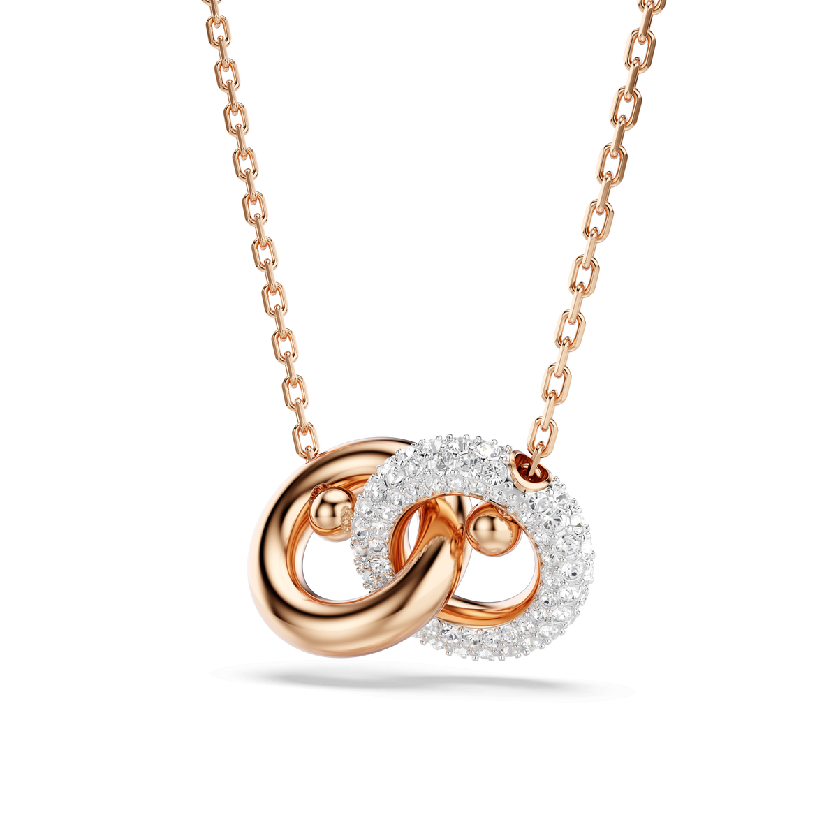 Dextera pendant, Round cut, White, 18K rose gold finish