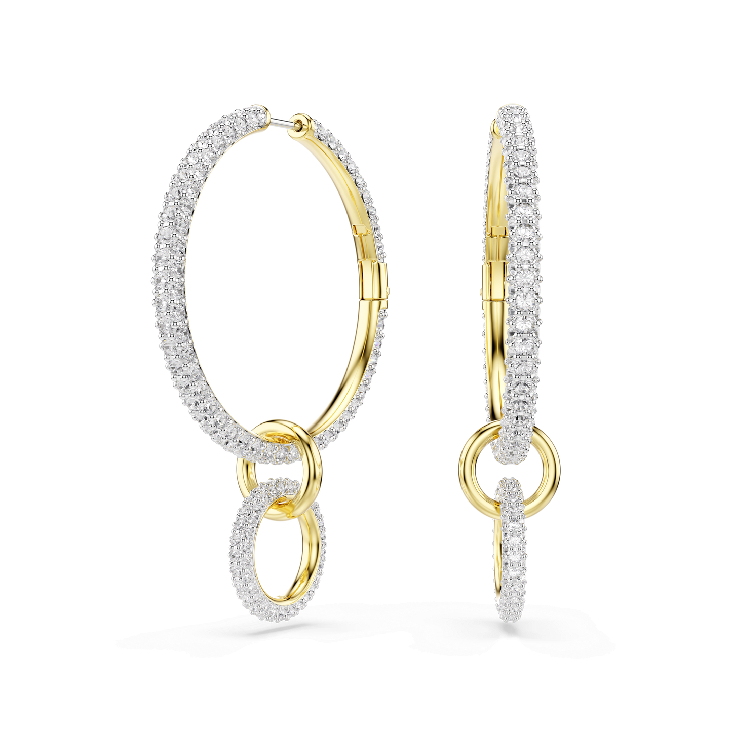 Dextera hoop earrings, Round cut, White, Gold-tone plated 5738201