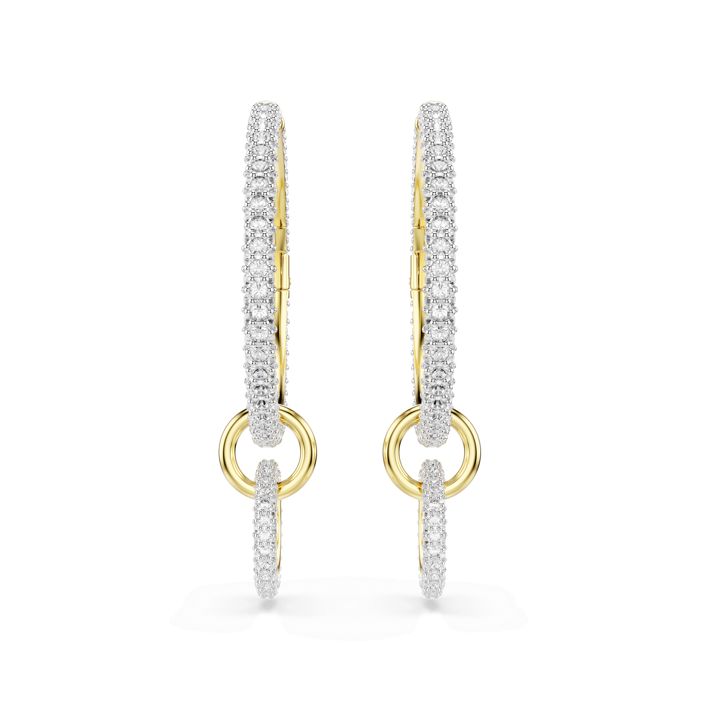 Dextera hoop earrings, Round cut, White, Gold-tone plated 5738201