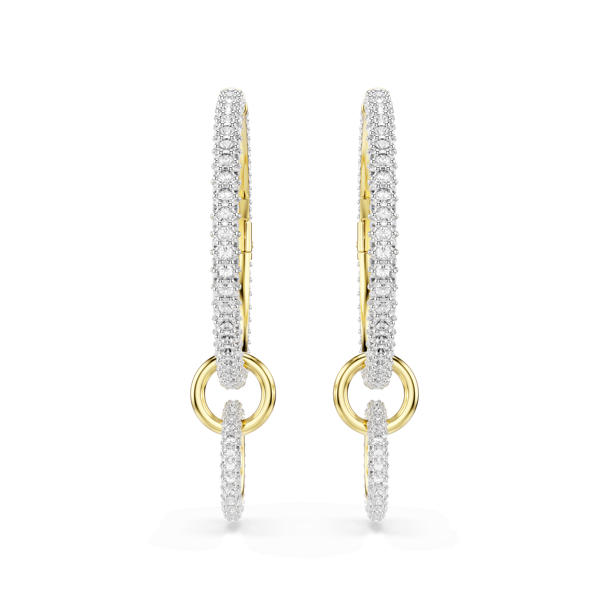 Dextera hoop earrings, Round cut, White, Gold-tone plated 5738201