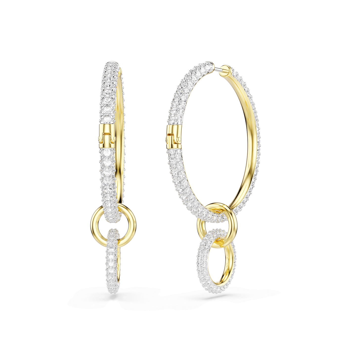 Dextera hoop earrings, Round cut, White, Gold-tone plated 5738201