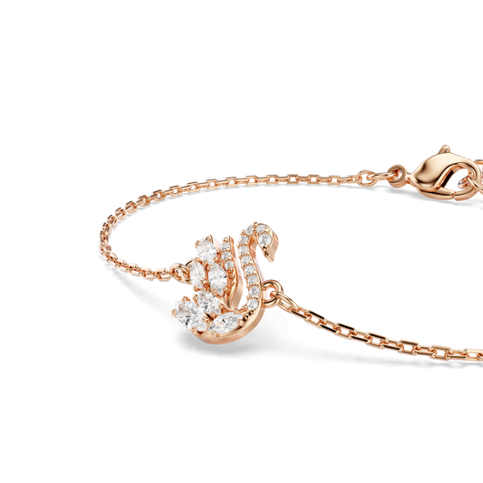 Swan bracelet, Mixed cuts, Swan, White, Rose gold-tone plated 5738202