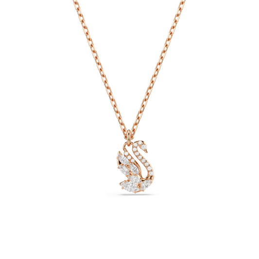 Swan pendant, Mixed cuts, Swan, White, Rose gold-tone plated 5738203