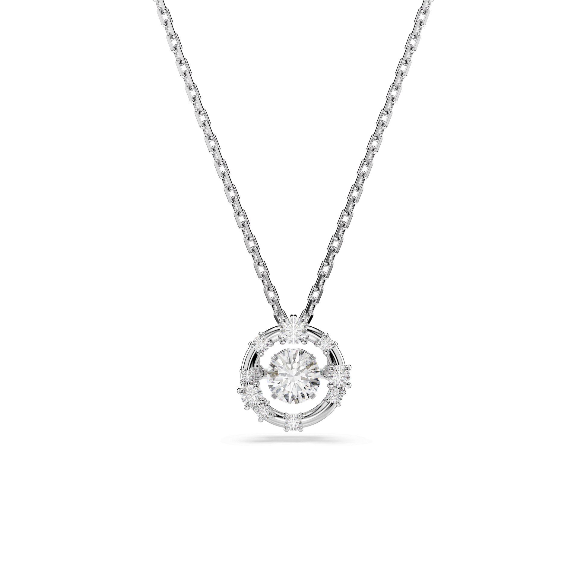 Constella pendant, Round cut, Dancing stone, White, Rhodium plated 5738247