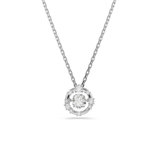 Constella pendant, Round cut, Dancing stone, White, Rhodium plated 5738247