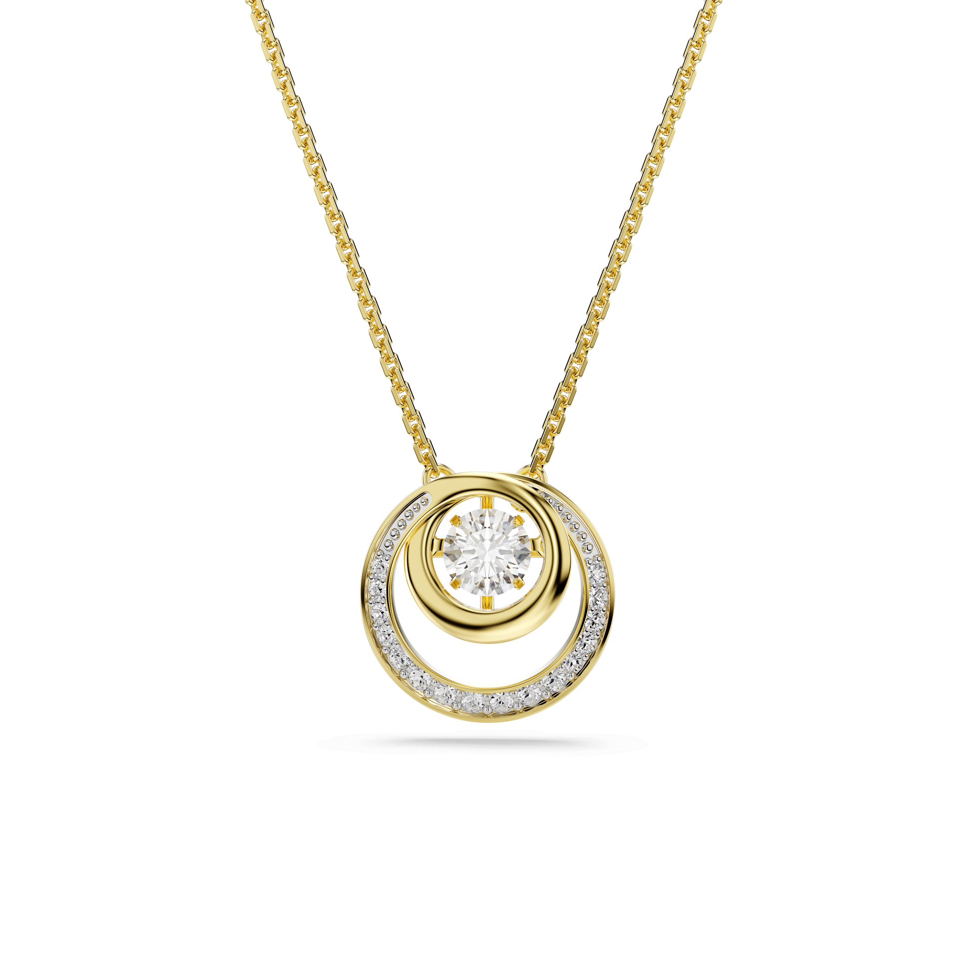 Hyperbola pendant, Round cut, White, Gold-tone plated 5738248