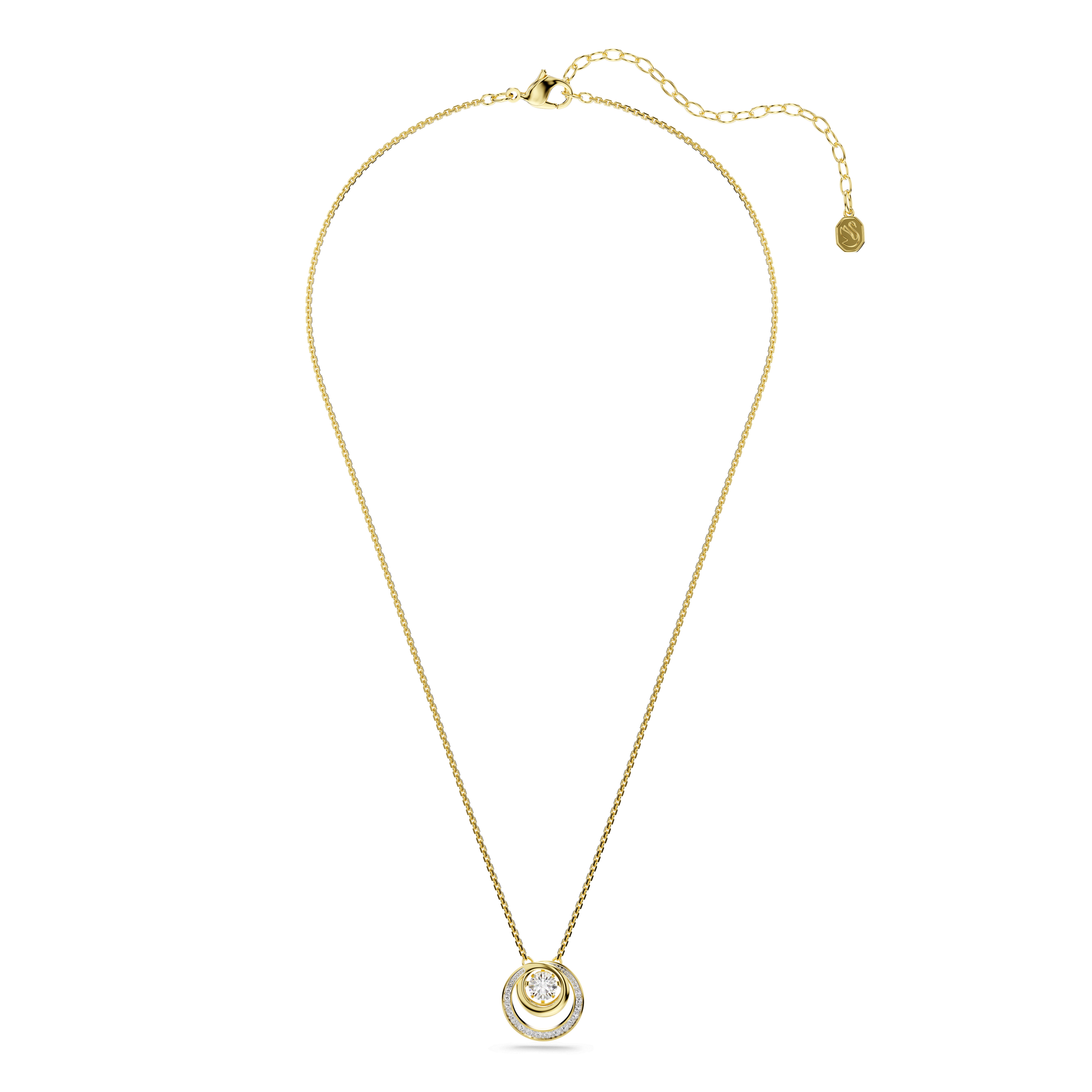 Hyperbola pendant, Round cut, White, Gold-tone plated 5738248