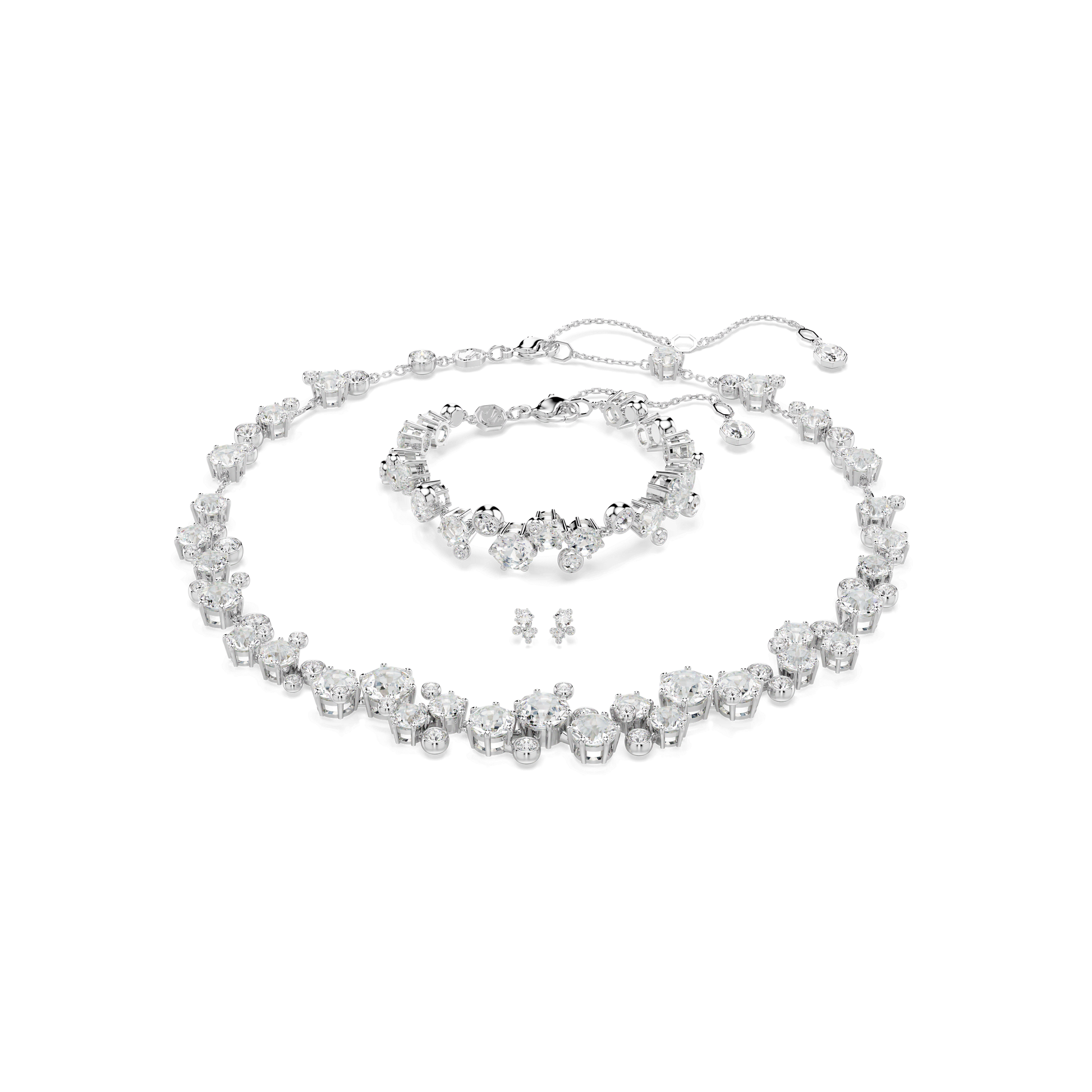 Constella set, Mixed cuts, White, Rhodium plated 5738285