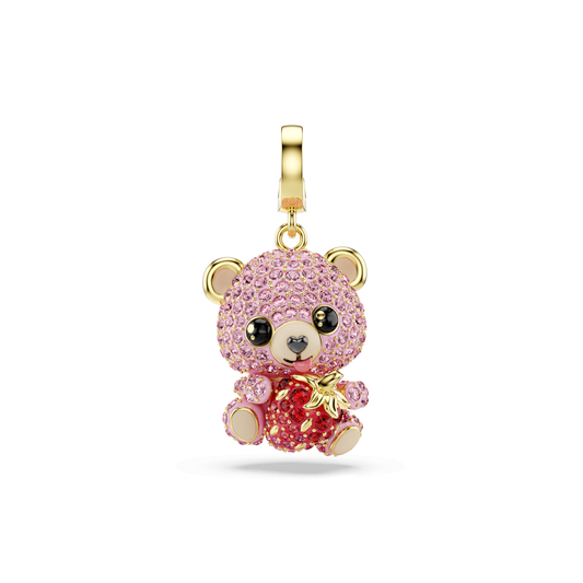 Idyllia charm, Mixed cuts, Teddy, Pink, Gold-tone plated 5738357