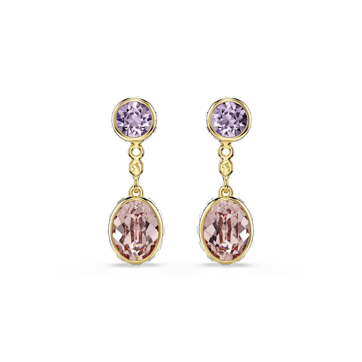 Chroma drop earrings, Mixed cuts, Multicolored, 18K gold finish