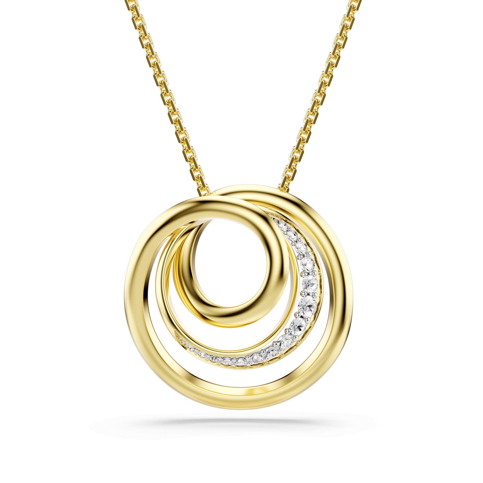 Hyperbola necklace, Round cut, White, Gold-tone plated 5740410