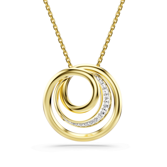 Hyperbola necklace, Round cut, White, Gold-tone plated 5740410