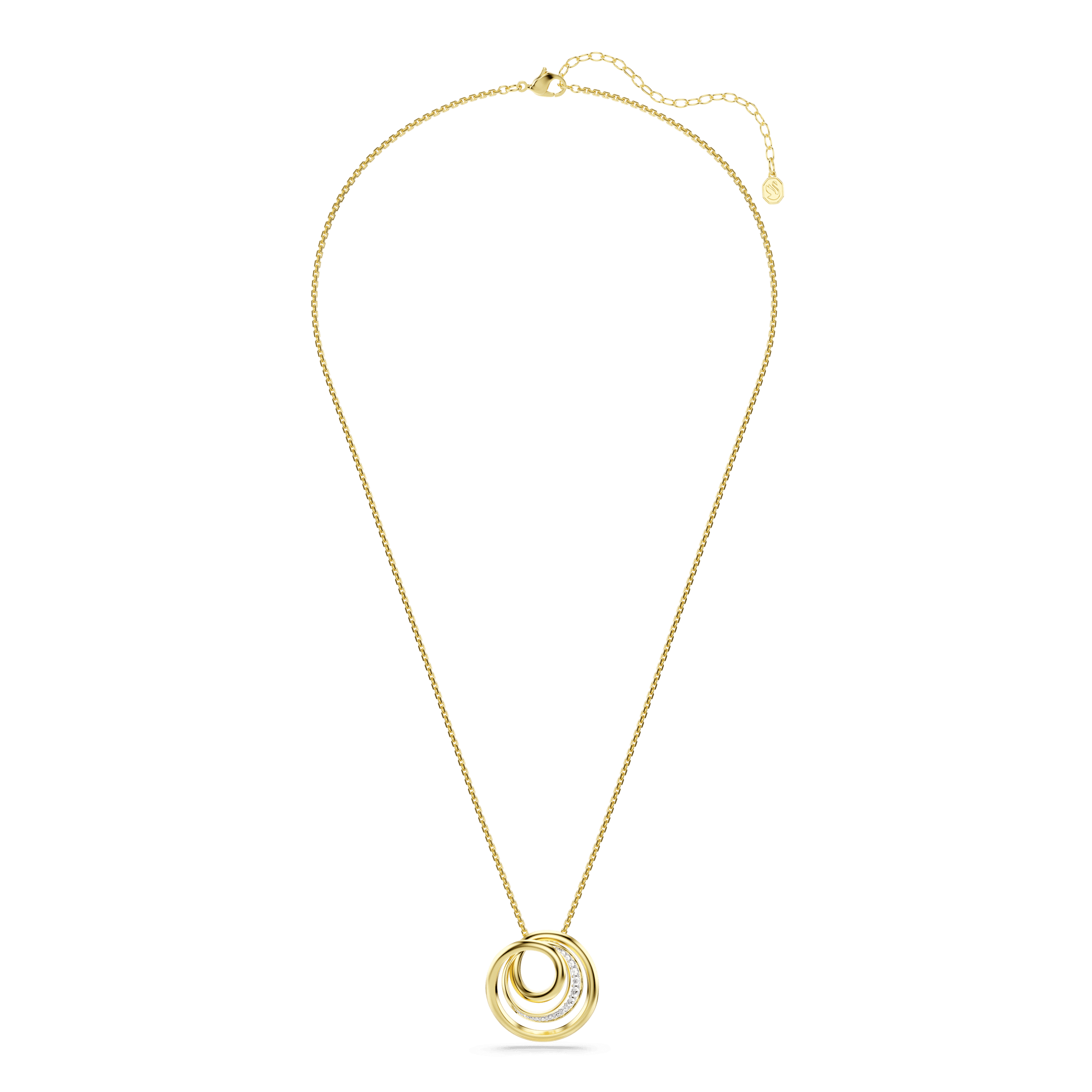 Hyperbola necklace, Round cut, White, Gold-tone plated 5740410