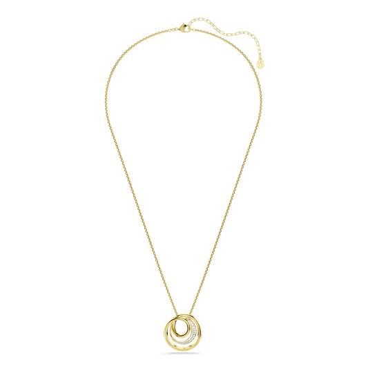 Hyperbola necklace, Round cut, White, Gold-tone plated 5740410