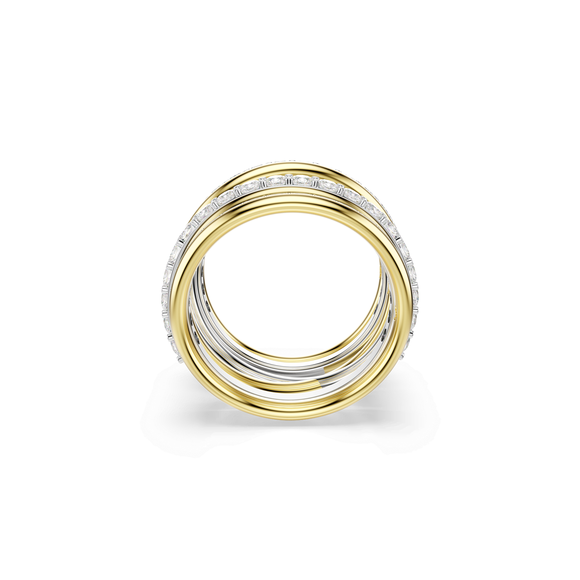 Hyperbola cocktail ring, Round cut, White, Mixed metal finish 5740413