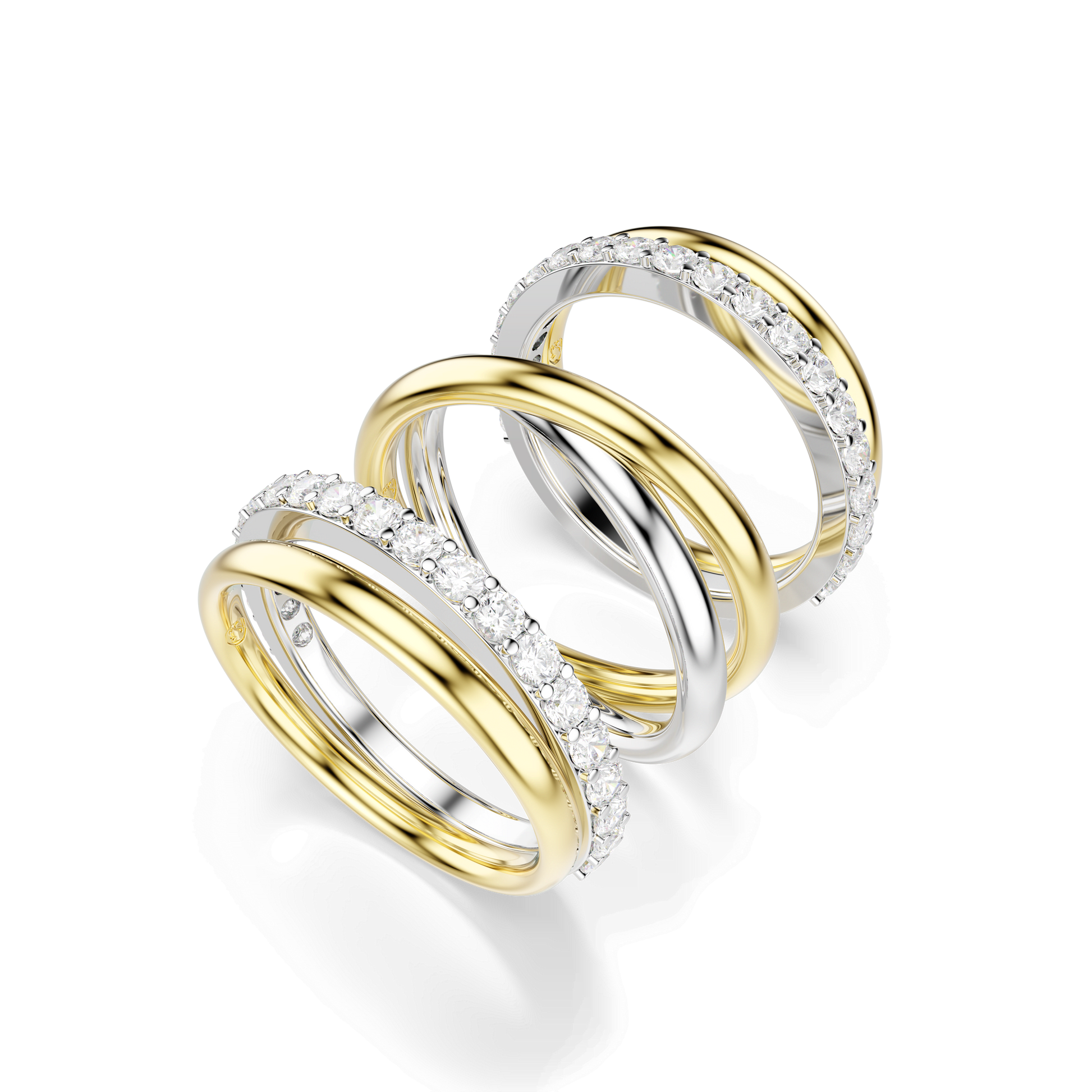 Hyperbola cocktail ring, Round cut, White, Mixed metal finish 5740414