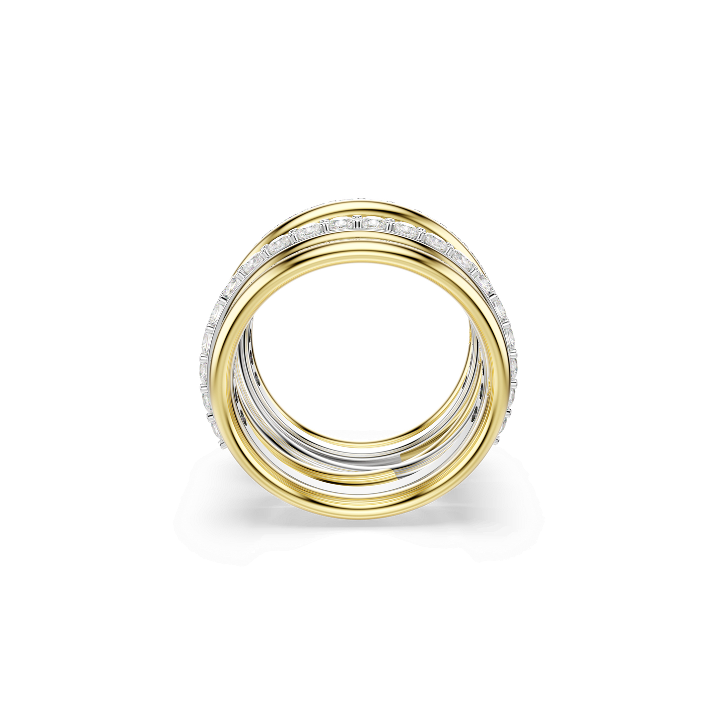 Hyperbola cocktail ring, Round cut, White, Mixed metal finish 5740414