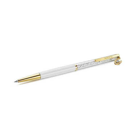 Crystalline ballpoint pen, Horse shoe, White, White lacquered, Gold-tone plated 5740699