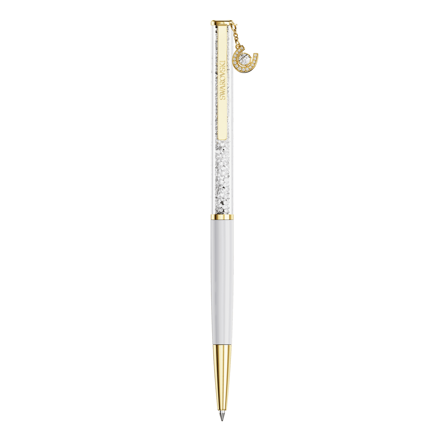 Crystalline ballpoint pen, Horse shoe, White, White lacquered, Gold-tone plated 5740699