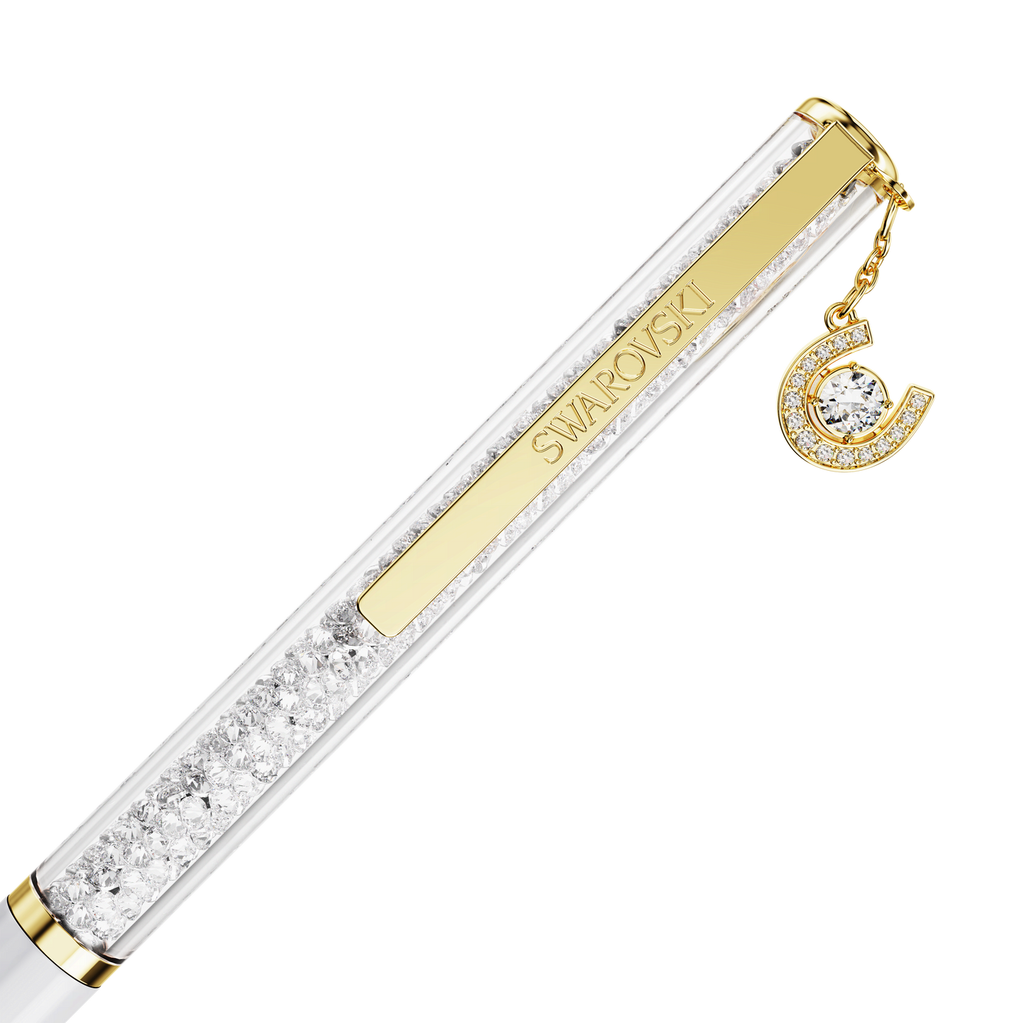 Crystalline ballpoint pen, Horse shoe, White, White lacquered, Gold-tone plated 5740699