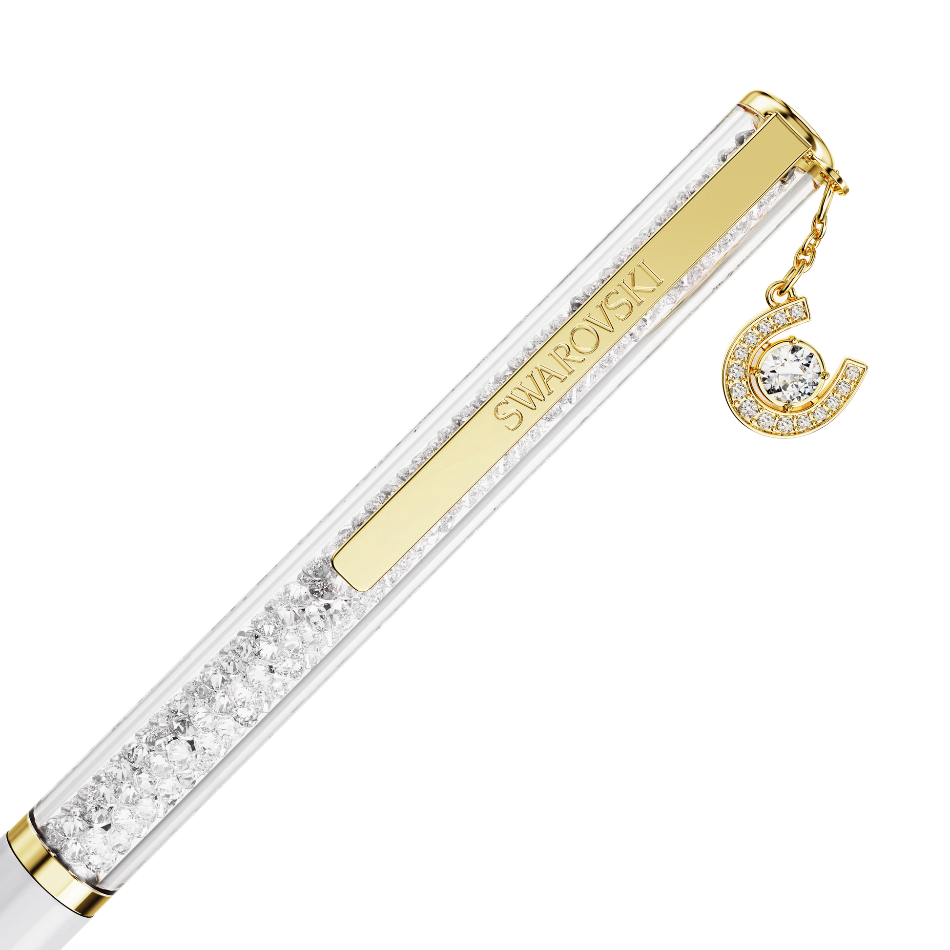 Crystalline ballpoint pen, Horse shoe, White, White lacquered, Gold-tone plated 5740699