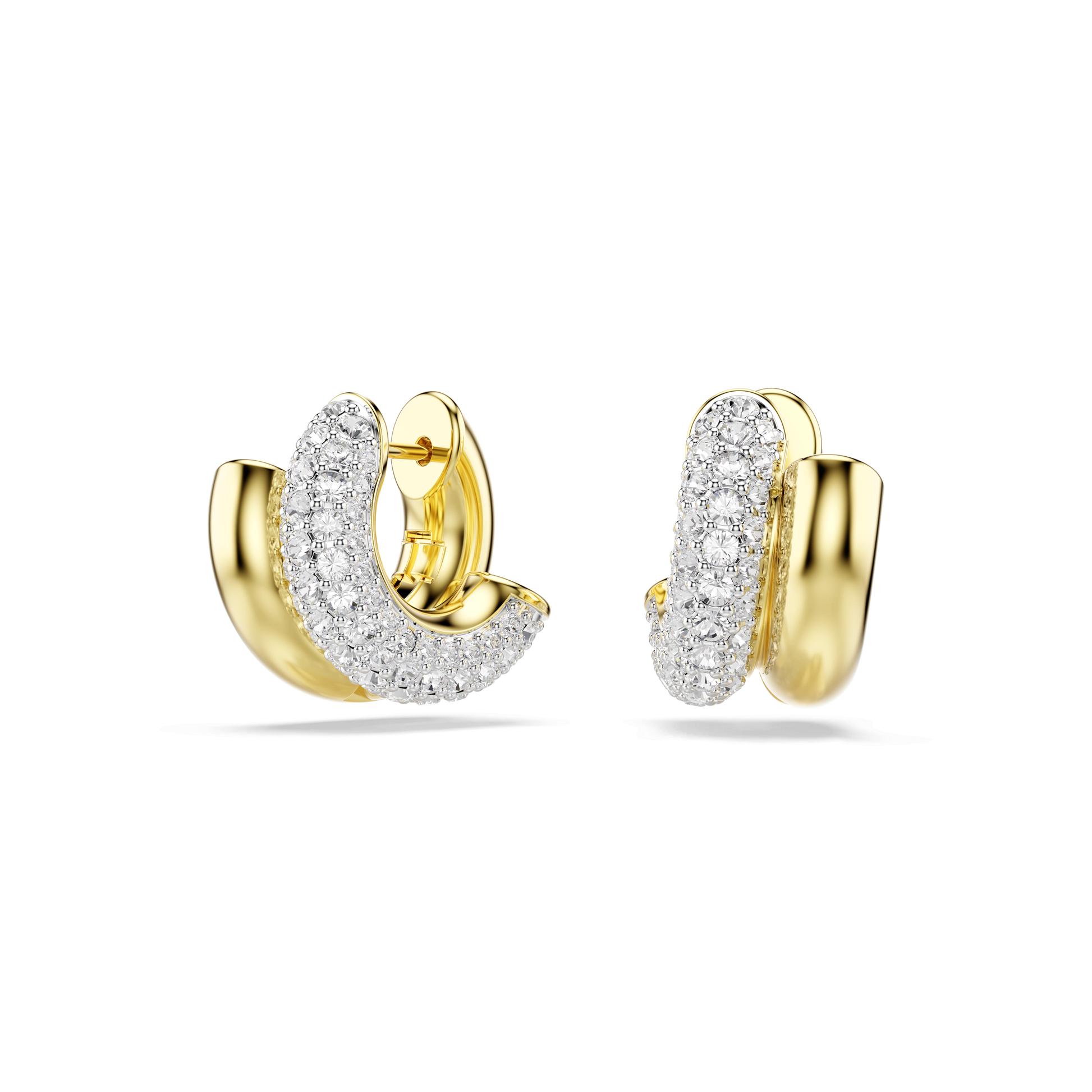 Dextera hoop earrings, Round cut, Mini, White, Gold-tone plated 5740735