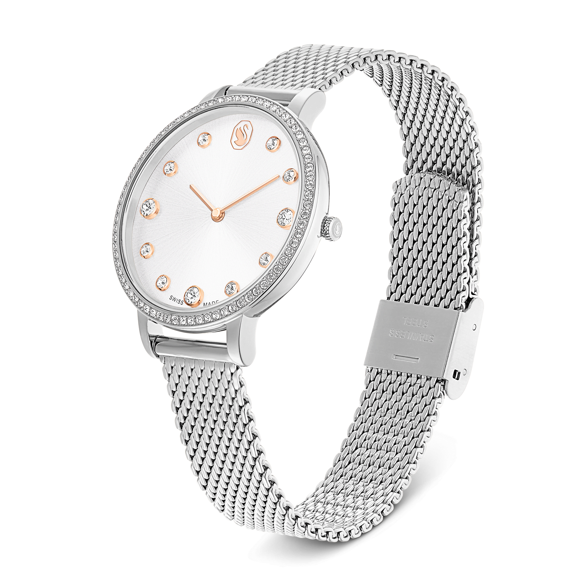 Clarica watch, Swiss Made, Metal bracelet, Silver tone, Stainless steel 5740971