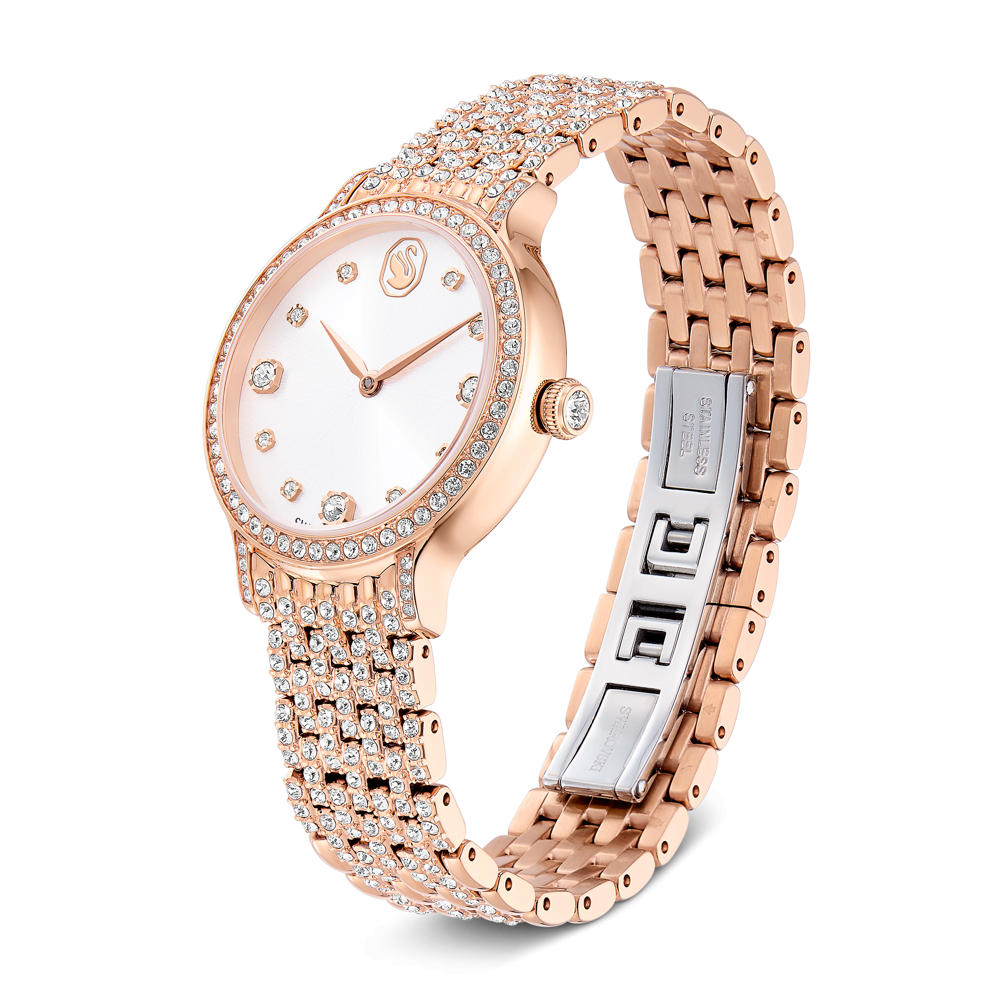 Imber oval watch, Swiss Made, Metal bracelet, Gold tone, Rose gold-tone finish 5741227