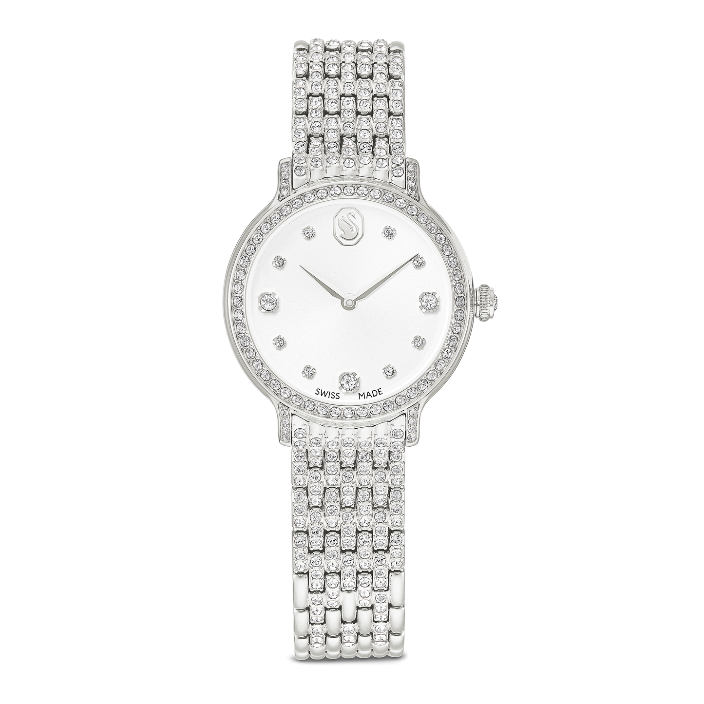 Imber oval watch, Swiss Made, Metal bracelet, Silver tone, Stainless steel 5741229