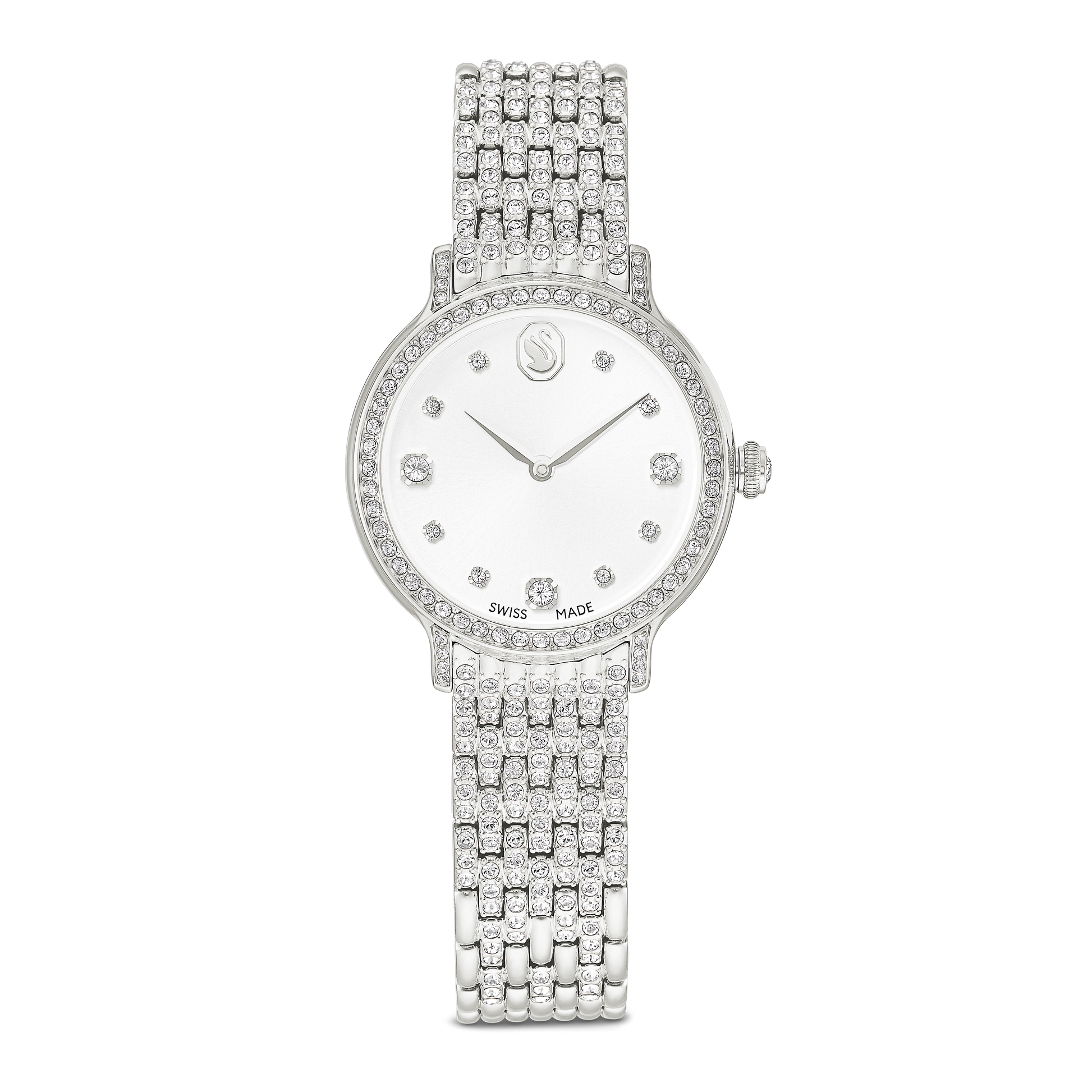 Imber oval watch, Swiss Made, Metal bracelet, Silver tone, Stainless steel 5741229