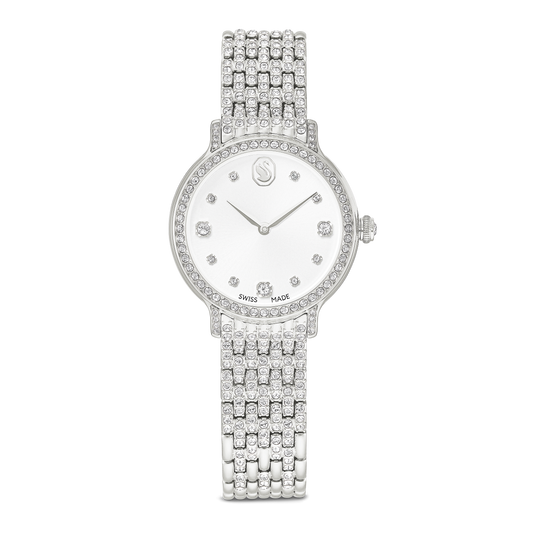 Imber oval watch, Swiss Made, Metal bracelet, Silver tone, Stainless steel 5741229