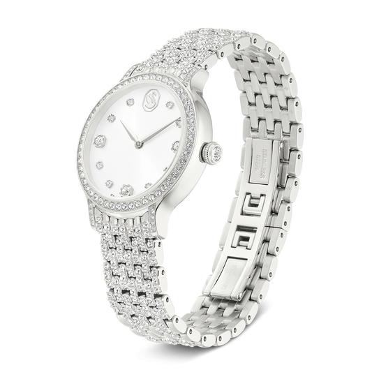 Imber oval watch, Swiss Made, Metal bracelet, Silver tone, Stainless steel 5741229