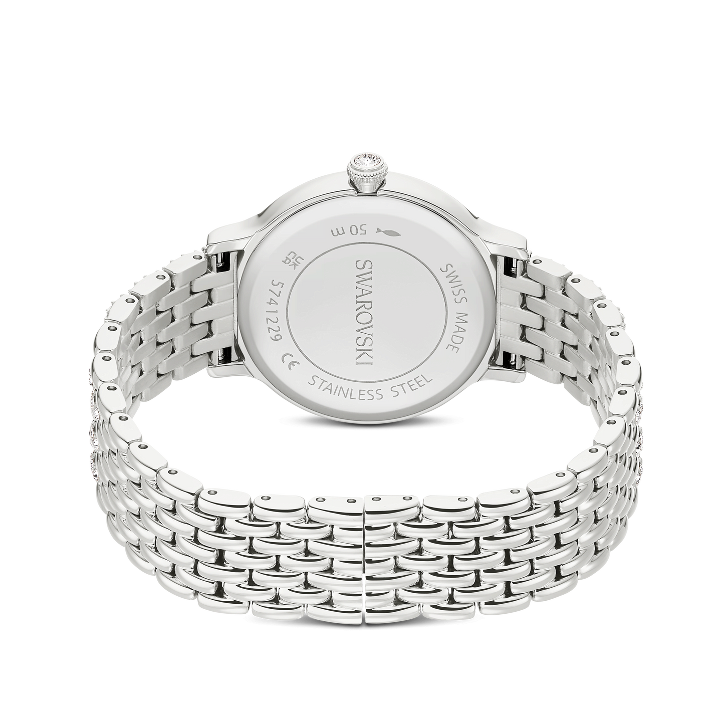 Imber oval watch, Swiss Made, Metal bracelet, Silver tone, Stainless steel 5741229