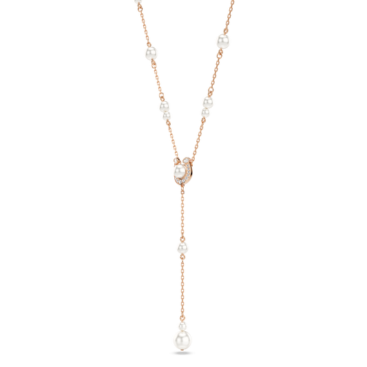 Symbolica Y necklace, Crystal pearl, Pavé, Horse shoe, White, Rose gold-tone plated 5741463