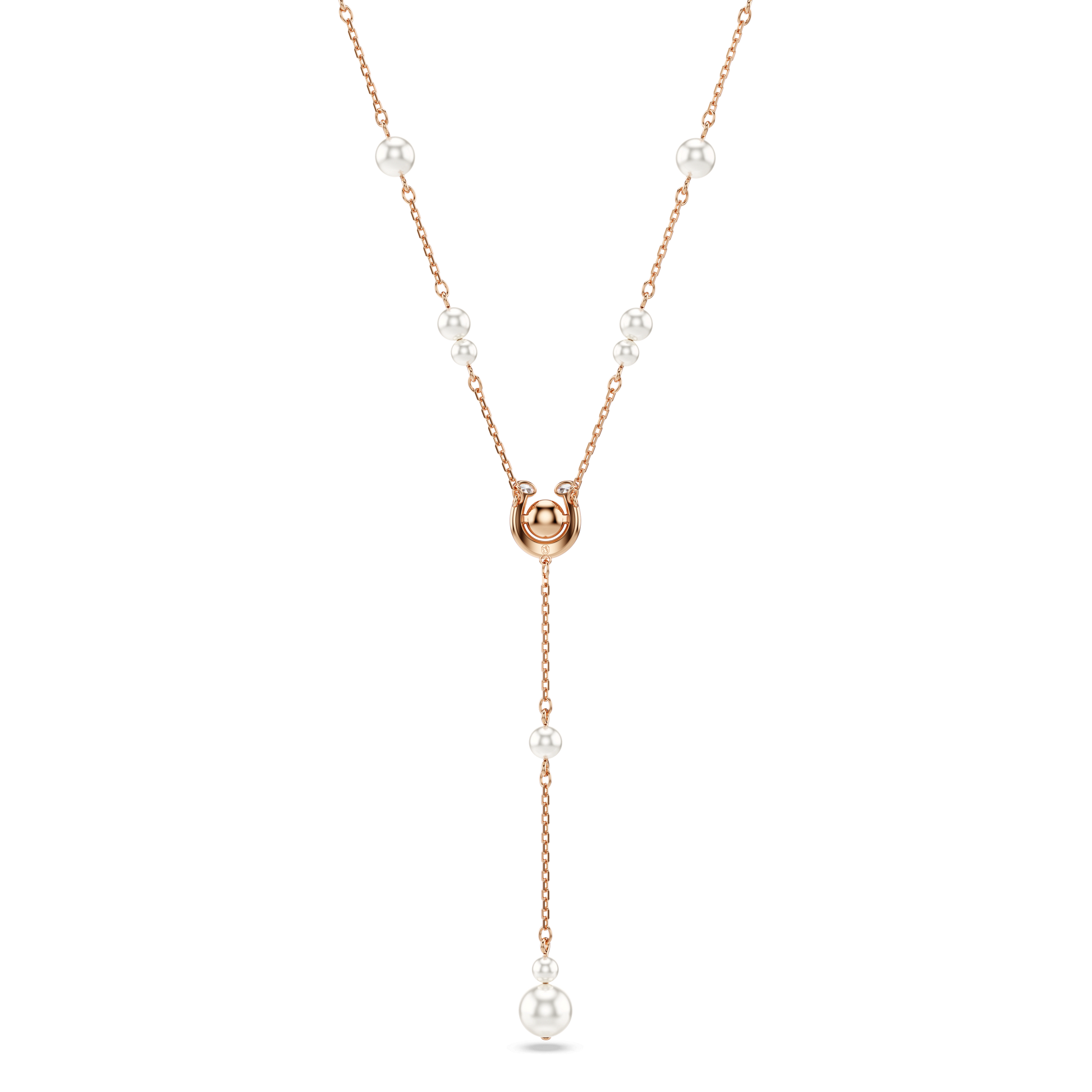 Symbolica Y necklace, Crystal pearl, Pavé, Horse shoe, White, Rose gold-tone plated 5741463