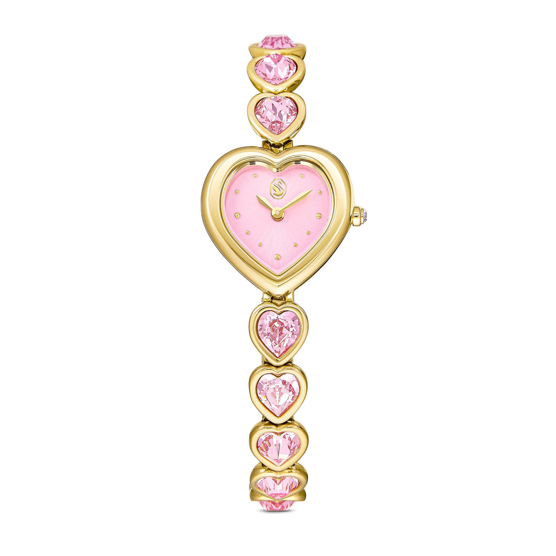 Idyllia Heart watch, Crystal bracelet, Pink, Gold-tone finish 5741519