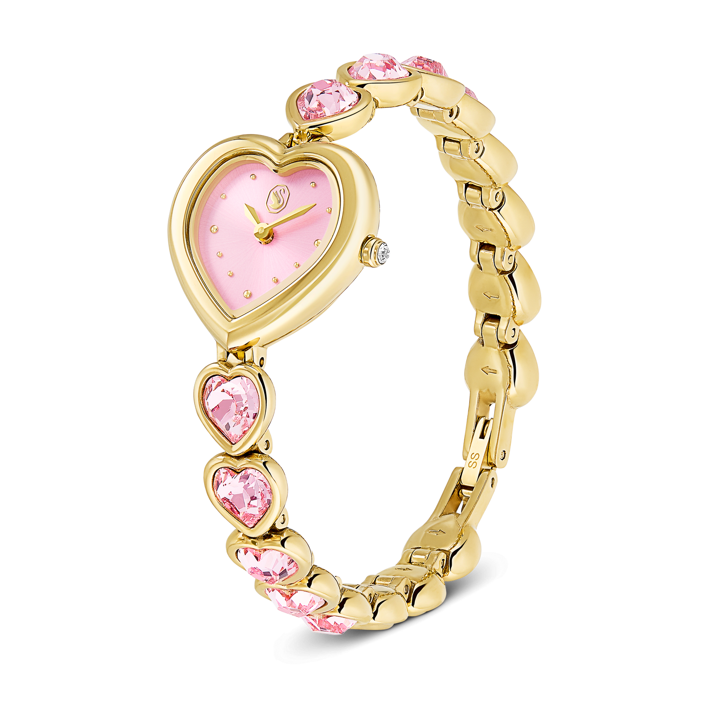 Idyllia Heart watch, Crystal bracelet, Pink, Gold-tone finish 5741519