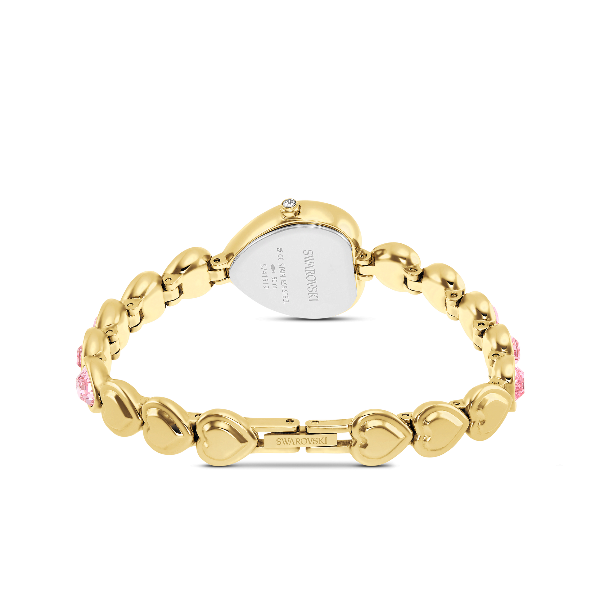 Idyllia Heart watch, Crystal bracelet, Pink, Gold-tone finish 5741519