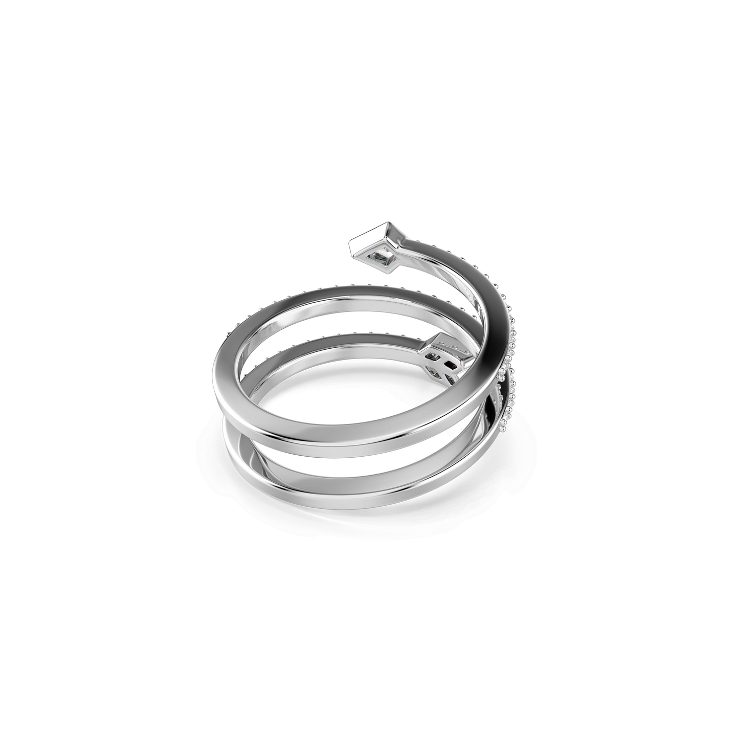Idyllia motif ring, Mixed cuts, Arrow, White, Rhodium plated