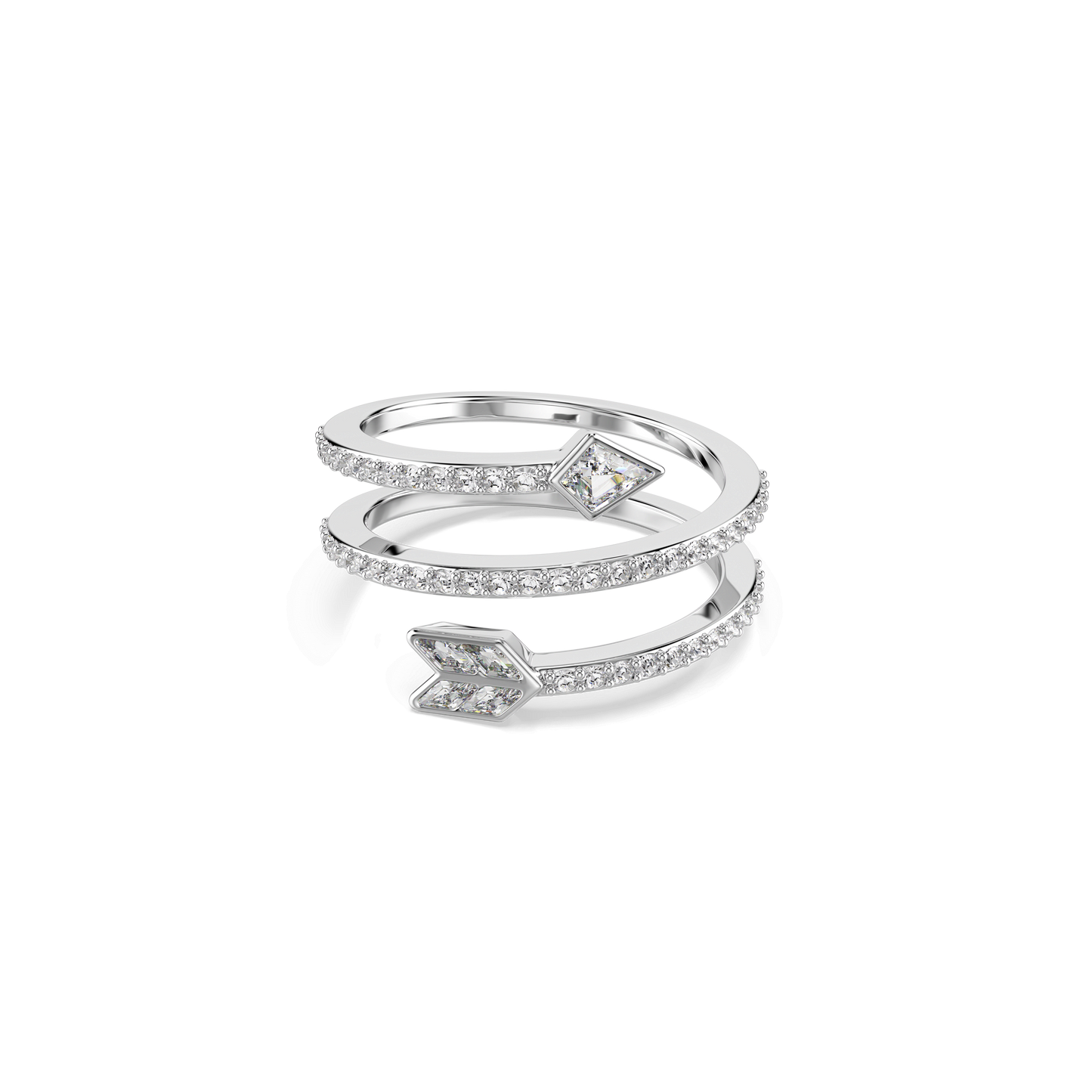 Idyllia motif ring, Mixed cuts, Arrow, White, Rhodium plated 5741526