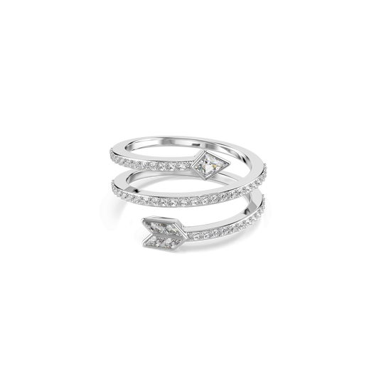 Idyllia motif ring, Mixed cuts, Arrow, White, Rhodium plated 5741526