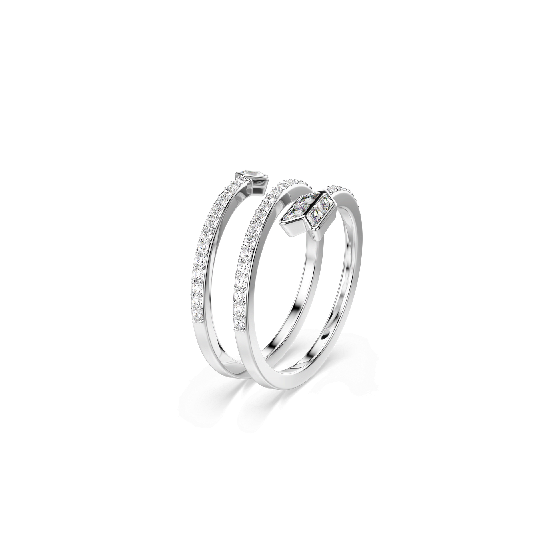Idyllia motif ring, Mixed cuts, Arrow, White, Rhodium plated 5741528