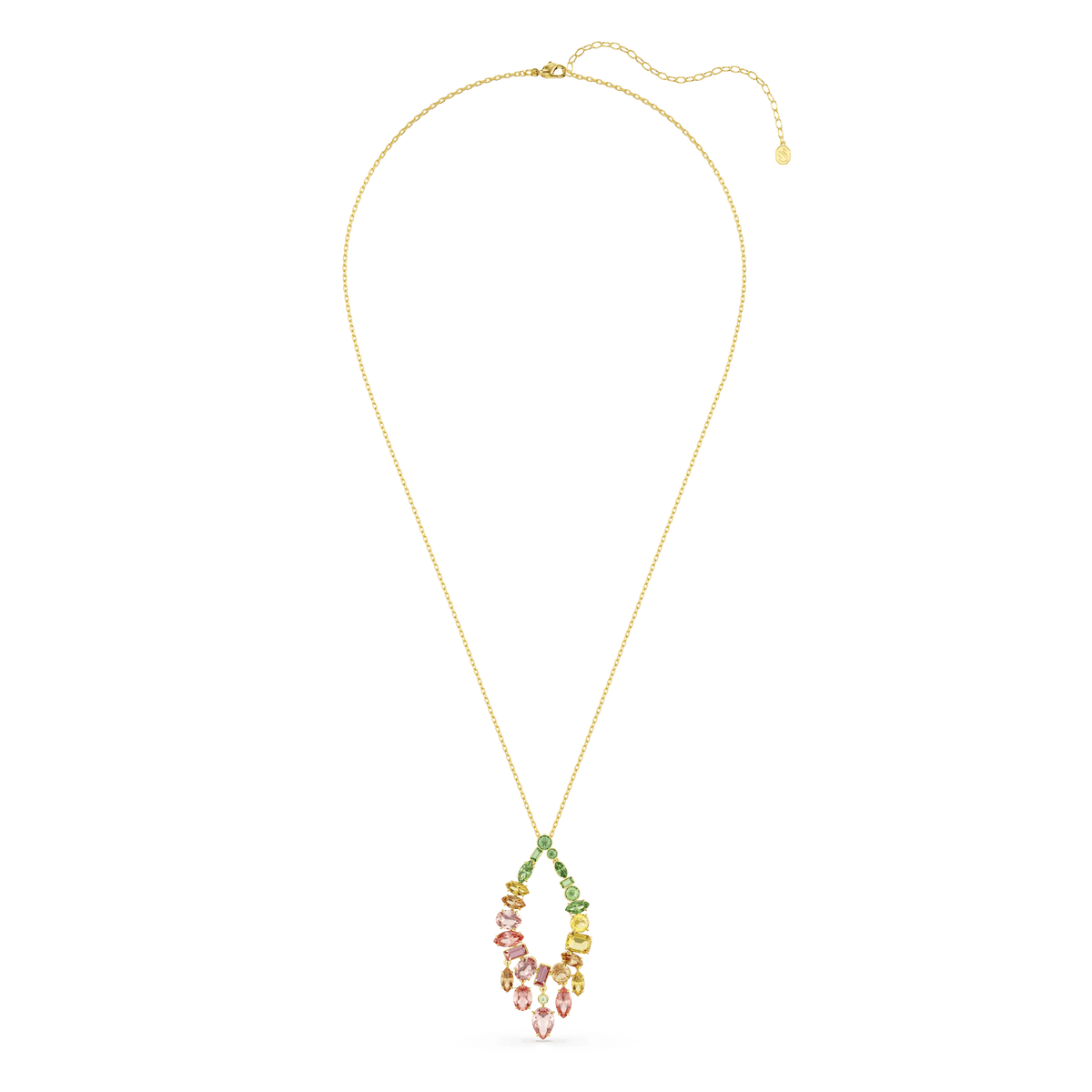 Gema pendant, Mixed cuts, Multicolored, 18K gold finish