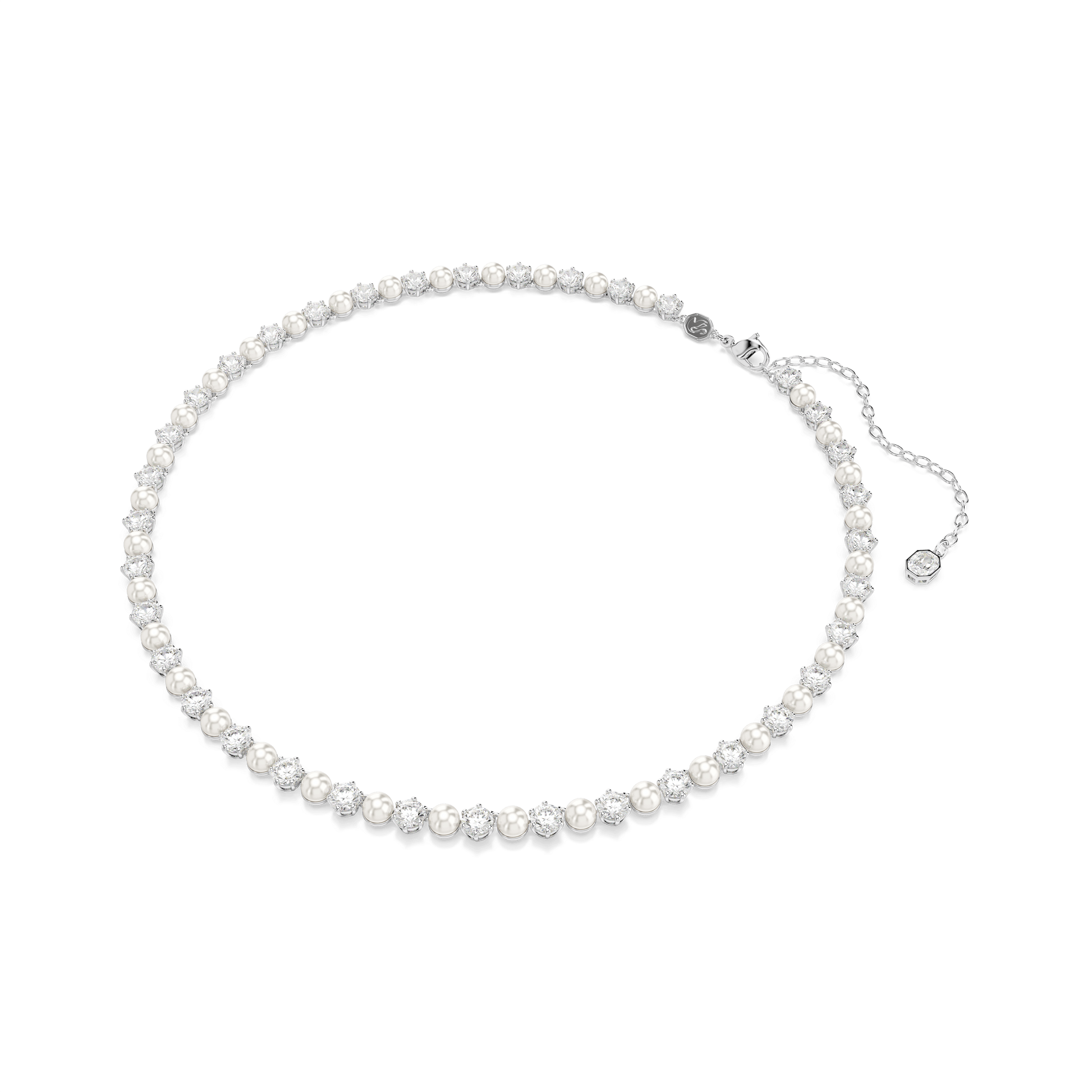 Matrix set, Crystal pearl, Round cut, White, Rhodium plated 5742040