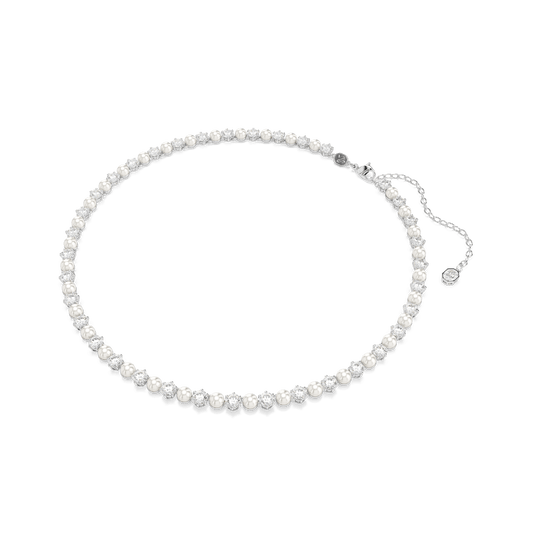 Matrix set, Crystal pearl, Round cut, White, Rhodium plated 5742040