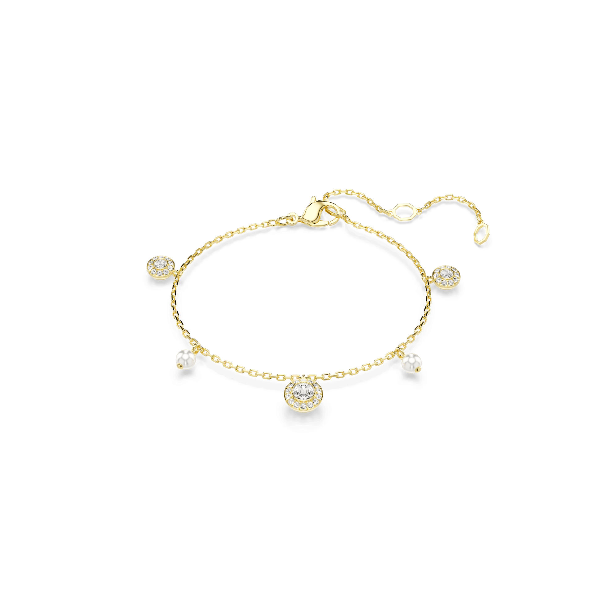 Una Angelic strandage, Crystal pearl, Round cut, White, Gold-tone plated 5742380