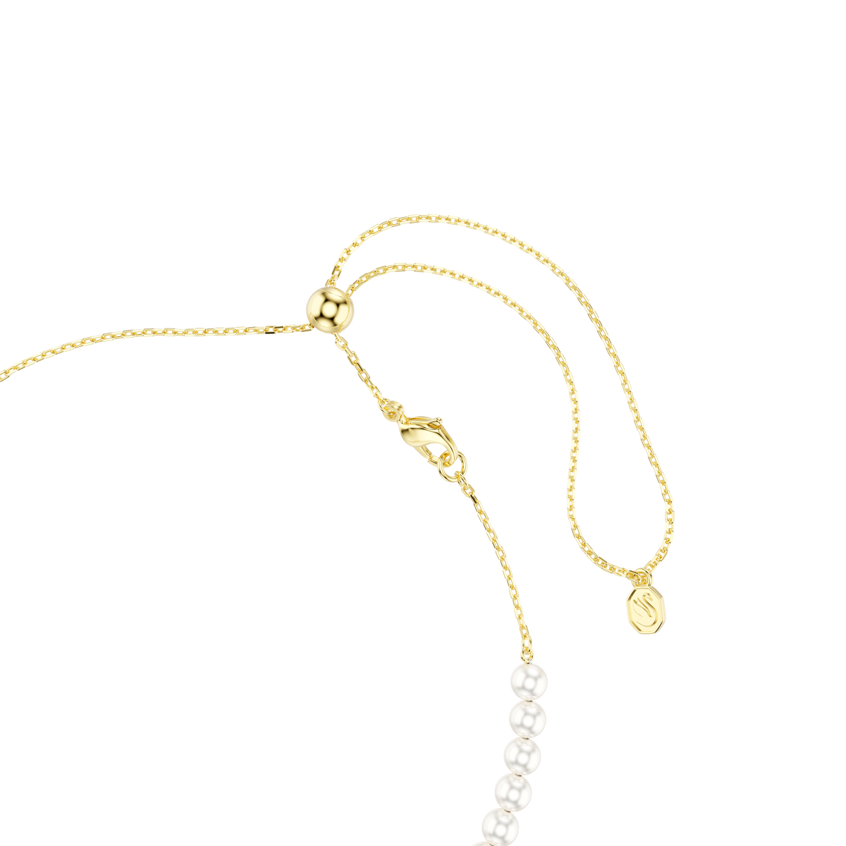 Idyllia choker, Crystal pearl, Mixed cuts, Bee, White, 18K gold finish