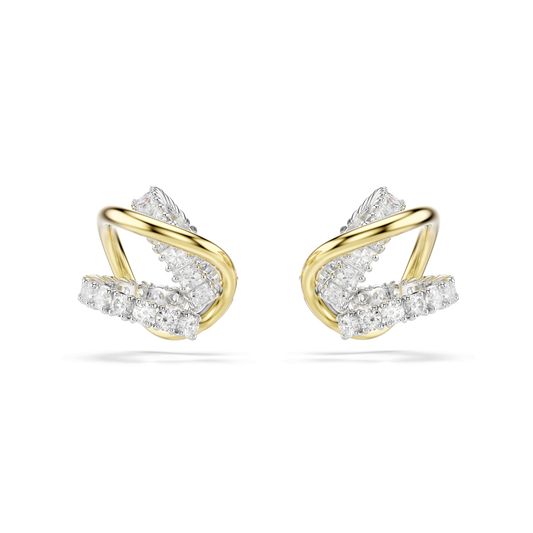 Hyperbola ear cuffs, Mixed cuts, White, Mixed metal finish 5742842